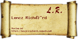 Lencz Richárd névjegykártya